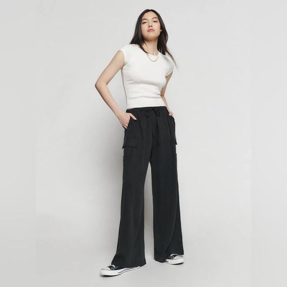Reformation Ethan Twill Pant in Blackish Gray Women's XS - Picture 1 of 7